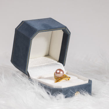 Peach Freshwater Pearl & Diamond Aurasha Ring - De Blancas