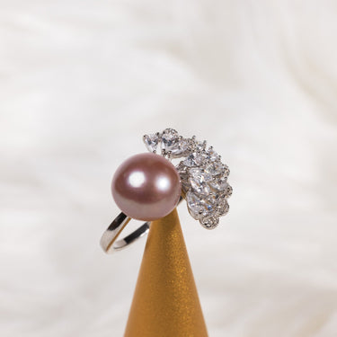 Purple Freshwater Pearl & Diamond Virelia Ring - De Blancas