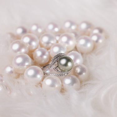Titanium Gray Tahitian Pearl & Diamond Celarelle Ring - De Blancas