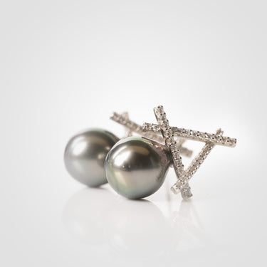 Tahitian Pearl | Midnight Glint Earrings - De Blancas