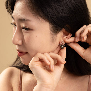 Tahitian Pearl | Midnight Glint Earrings - De Blancas