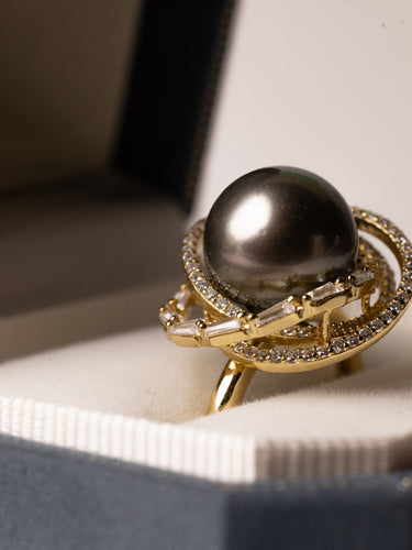 CELESTIAL ORBIT | TAHITIAN 10.0mm PEARL RING - De Blancas