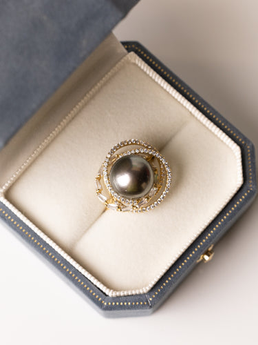 CELESTIAL ORBIT | TAHITIAN 10.0mm PEARL RING - De Blancas