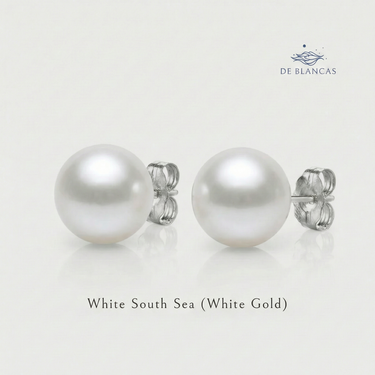 White South Sea Pearl Stud Earrings (White Gold) - De Blancas