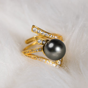 Tahitian Pearl & Diamond Zenthia Ring - De Blancas