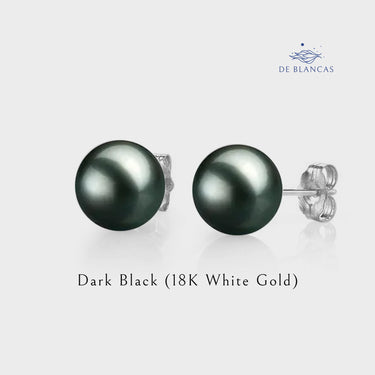 Black Tahitian Pearl Stud Earrings - De Blancas