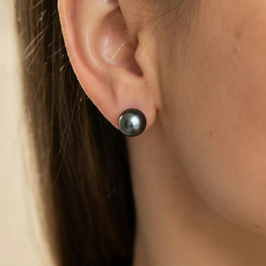 Black Tahitian Pearl Stud Earrings - Earring