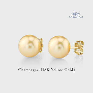 Champagne South Sea Pearl Stud Earrings - De Blancas