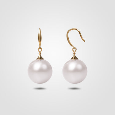 Classic White Freshwater Pearl Fish Hook Earrings - De Blancas