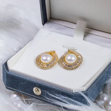 Freshwater Pearl & Diamond Veléa Earrings - De Blancas