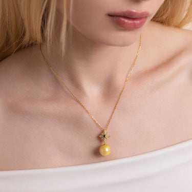 Golden South Sea Pearl & Diamond Altaira Pendant - De Blancas