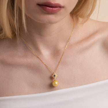 Golden South Sea Pearl & Diamond Altaira Pendant - De Blancas