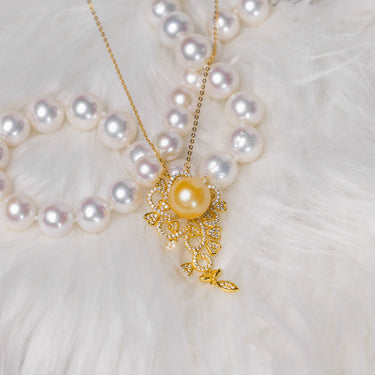 Golden South Sea Pearl | Diamond Filigree Pendant - De Blancas