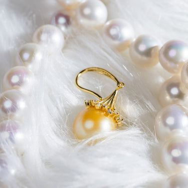 Golden South Sea Pearl & Diamond Solaria Earrings - De Blancas