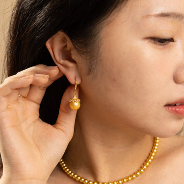 Golden South Sea Pearl & Diamond Solaria Earrings