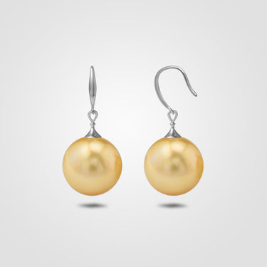 Golden South Sea Pearl Fish Hook Earrings - De Blancas