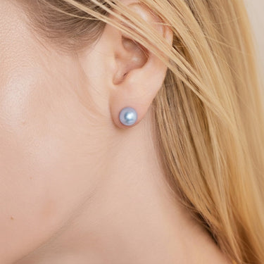 Light Blue Akoya Pearl Stud Earrings - De Blancas