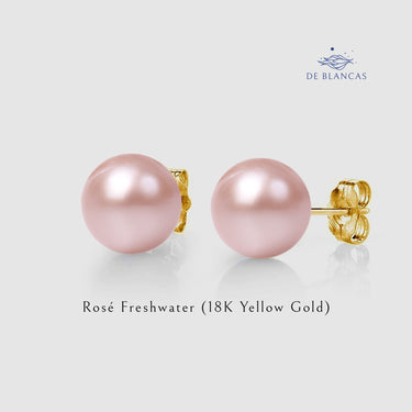 Rosé Freshwater Pearl Stud Earrings - De Blancas