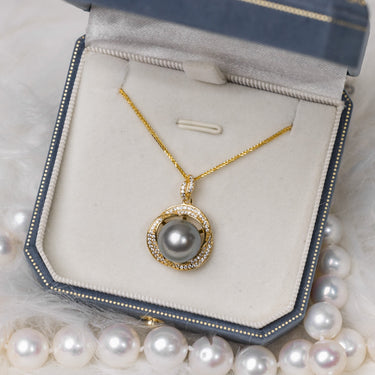 Titanium Gray Tahitian Pearl & Diamond Nocturne Pendant - De Blancas