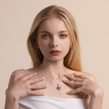 Titanium Gray Tahitian Pearl & Diamond Nocturne Pendant - De Blancas