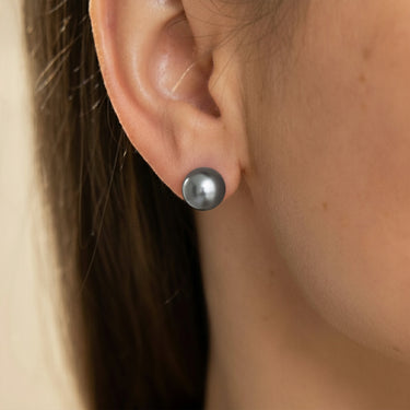 Titanium Gray Tahitian Pearl Stud Earrings - De Blancas