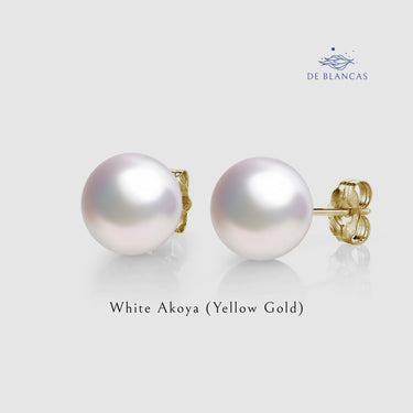 White Akoya Pearl Stud Earrings - De Blancas