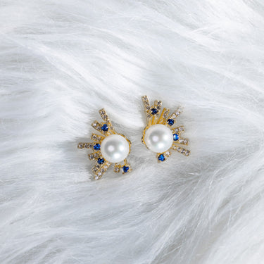 White Freshwater Pearl & Diamond Saphira Earrings - De Blancas