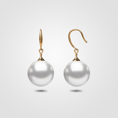 White South Sea Pearl Fish Hook Earrings - De Blancas